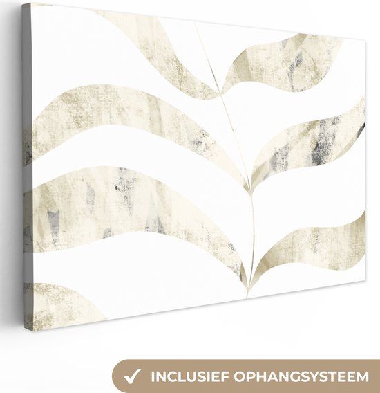 OneMillionCanvasses Canvas schilderij 180x120 cm - Bladeren - Pastel - Modern - Muurdecoratie