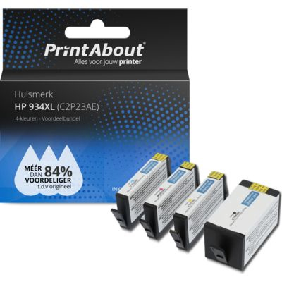 PrintAbout Huismerk HP 934/935XL (X4E14AE) Inktcartridge 4-kleuren Voordeelbundel Hoge capaciteit