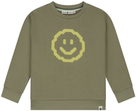 Stains & Stories Sweatshirt Smiley Groen Maat 104