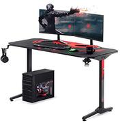 Diablo X-Mate 1400 Gaming tafel, bureau, computertafel, ergonomisch carbon tafelblad, hoofdtelefoonhaak, drankhouder, antislip vloerbeschermer (140 x 76 x 66 cm)