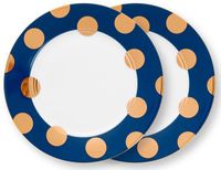 Pip Studio Ontbijtbord Dot Delight Navy-Gold 21 cm (Set van 2)