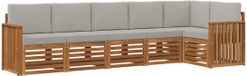 vidaXL - Bank loungeset - 6 zitplekken - Naturel en lichtgrijs - Polyester