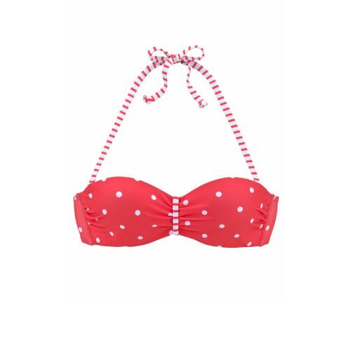 s.Oliver Voorgevormde Strapless Bandeau Bikinitop Rood/Wit