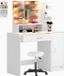 Casaria Make up Tafel Jocelyn - LED Kruk Lade 140x90x40cm - Wit