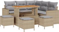 vidaXL Tuinbank - Set - 8 zitplaatsen - Beige/ Lichtgrijs - Polyrattan - Hoek loungeset