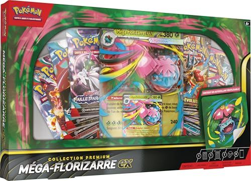 Pokémon: Collection Premium Méga-Florizarre-ex (1 Carte Promo Brillante, 1 Carte Promo Grand Format lenticulaire et 8 boosters) du JCC Pokémon