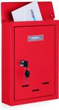 Merkloos Relaxdays Wandbrievenbus met Naambordje - Metaal - Rood - 30,5 x 21 x 7 cm