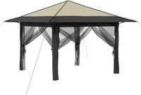 vidaXL Tuinpaviljoen met 4 zijwanden 3,3 x 3,3 m Crème en Antraciet
