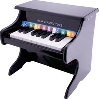 New Classic Toys Houten Speelgoed Piano - Zwart - Inclusief Muziekboekje en Toonlader - Vanaf 3 jaar