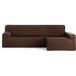 ECOMMERC3 Bankhoes voor chaise longue, lange arm rechts, bi-elastisch, ademend, hoes voor chaise longue-bank, bruin, met elastieken en schuimstoffen, bescherming tegen slijtage