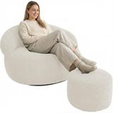 Bananair - Voetenbank - Afneembare hoes - Ribfluweel - 50x30 - Beige