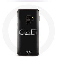 Maniacase Hoesje voor Samsung S9 plus Inktvis Game logo symbolen vierkant cirkel driehoek Zwarte achtergrond