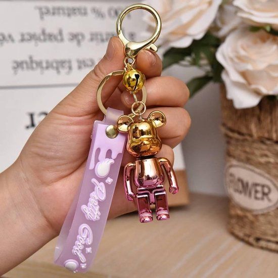Roze Sleutelhanger Beer - Unisex - Kerstcadeau - Valentijn - Verjaardag - Cadeau voor haar