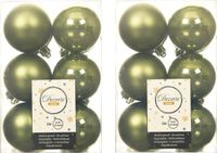 Decoris Kerstballen - 24 stuks - Mosgroen - 6 cm - Kunststof - Mat/Glans