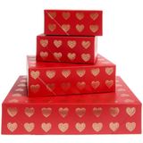 Papierschachtel Rico Design Papierschachtel Set Herzen, Rot/Gold, FSC MIX