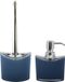 MSV Brosse WC avec support/distributeur de savon - set de salle de bain Aveiro - plastique - bleu foncé