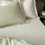 Yard Hebden Mélange gestreepte katoenen hoeslakens - Super King - Olive