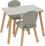 Alex Atmosphera Alex Kindertafel met 2 Stoelen - Hout en MDF - Waterbestendig Tafelblad - Groen en Naturel Hout