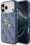Guess Back Cover - iPhone 17 Pro Max - Blauwe Denimlook - Gouden Rand