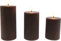 Merkloos Relaxdays LED-kaarsen - 3 stuks - koffiekleurig