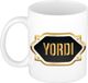 Bellatio Decorations Naam cadeau mok - heren - Yordi - gouden embleem - 300 ml