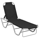 VidaXL Lounge Stoel Gecapitonneerde Zitting Aluminium Textiel Zwart Zilver