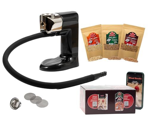 BWAY Koudrookpistool met 3 houten verpakkingen, draagbaar, rookgun, ideaal voor gerechten en cocktails – koud roken voor de keuken