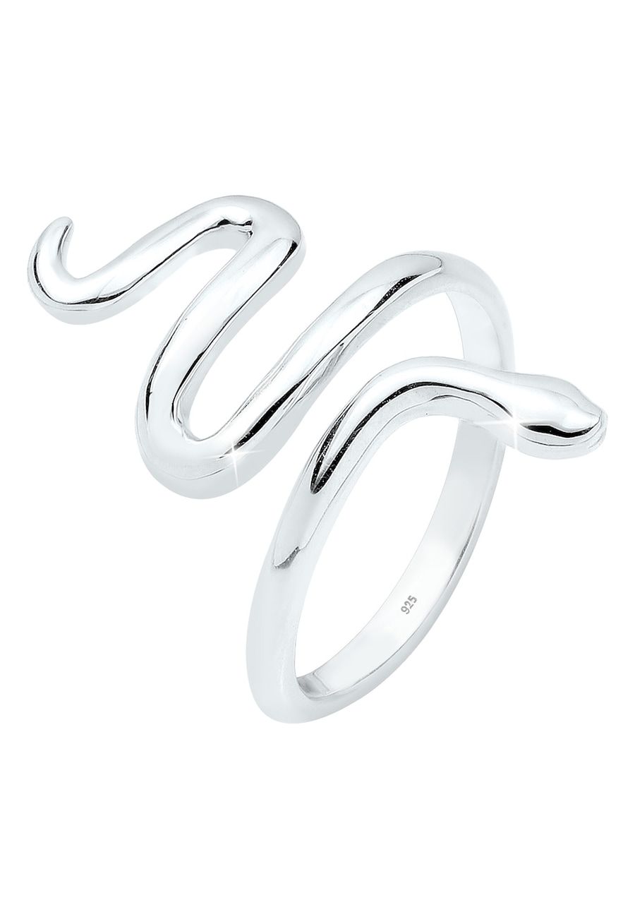 Elli Ring Dames Slang Gebogen Statement - 925 Sterling Zilver