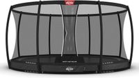 BERG Elite InGround 380 Trampoline - Rond - Safety Net Deluxe - AirFlow Pro Springdoek - TwinSpring - Grijs