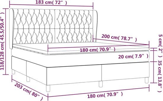 vidaXL Boxspring met matras stof donkerbruin 180x200 cm