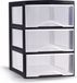Plasticforte Ladeblokje/bureau organizer met 3x lades - transparant/zwart - L26 x B36 x H37 cm