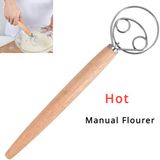 NCD E-Commerce Handel GmbH Outil à tarte, batteur à pâte danois, batteur à main en acier inoxydable Convient pour la pâte à pain hollandaise, outil de cuisson de cuisine avec manche en bois, batteur à main