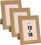 Atmosphera Fotolijstje voor een foto van 13 x 18 cm - 3x - naturel - foto frame Classico - Hout - staand en hangend