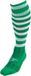 Precision Chaussettes de football rayées Unisexe Nylon Vert/blanc Taille 40-44