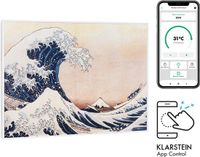 Klarstein Wonderwall Air Art Smart - infrarood verwarming, verwarmingspaneel, 80 x 60 cm, 500 W, 10 m², design oppervlak, wifi: app-bediening, geruisloos, design: golven