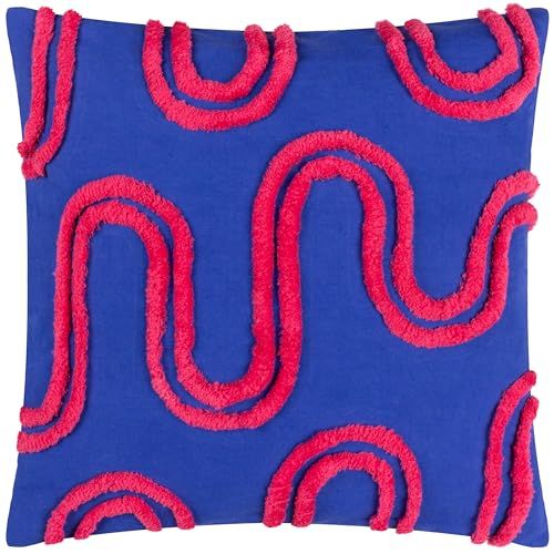 furn. Heya Home Archie getuft kussensloop, kobalt/roze
