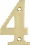 Amig - Huisnummer 4 (Vier) - Gepolijst Messing – 50 x 1.5mm – Schroefbaar