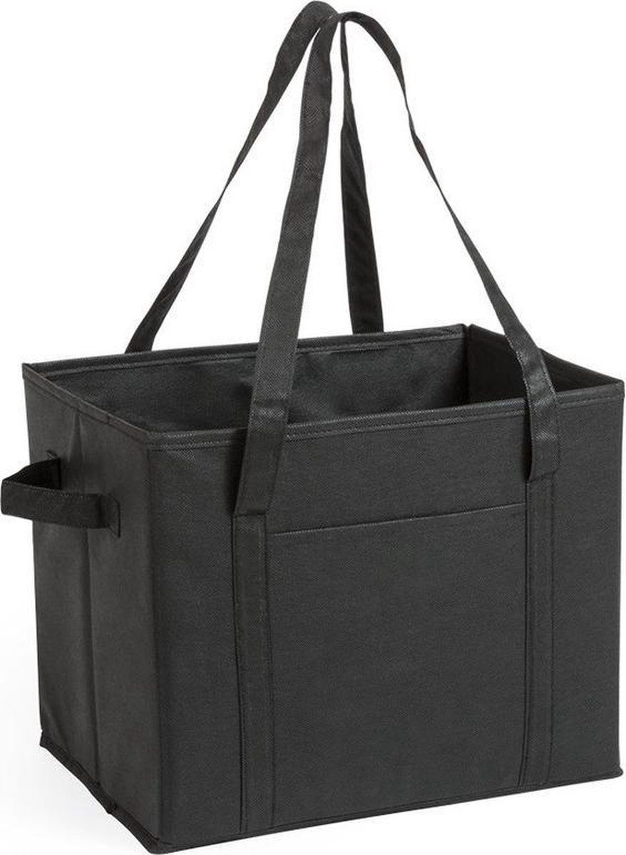 Kimood 2x stuks auto kofferbak/kasten organizer tassen zwart vouwbaar 34 x 28 x 25 cm