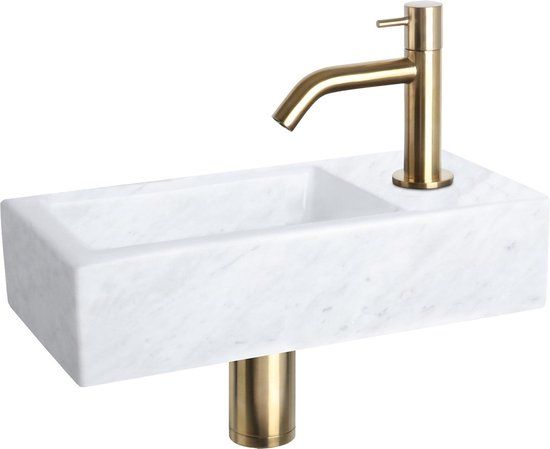 Differnz Helios Fontein - Marmer - Wit - 37.5x18.5x9.5cm - Rechthoek