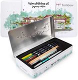 Tombow Urban Sketching set Japan - Stylos pinceaux et crayons de couleur en boîte