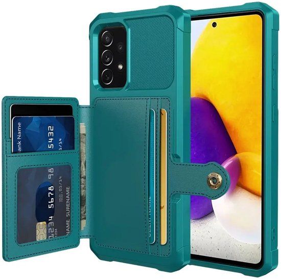 Selected by GSMpunt.nl Portemonnee Hoesje Geschikt voor de Samsung Galaxy A52 / A52S - Back Cover met Pasjeshouder - Groen Blauw