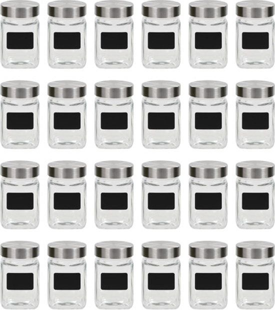 vidaXL Opbergpotten met stickers 24 st 300 ml