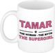 Bellatio Decorations Naam cadeau Tamar - The woman, The myth the supergirl koffie mok / beker 300 ml - Oudroze Keramiek