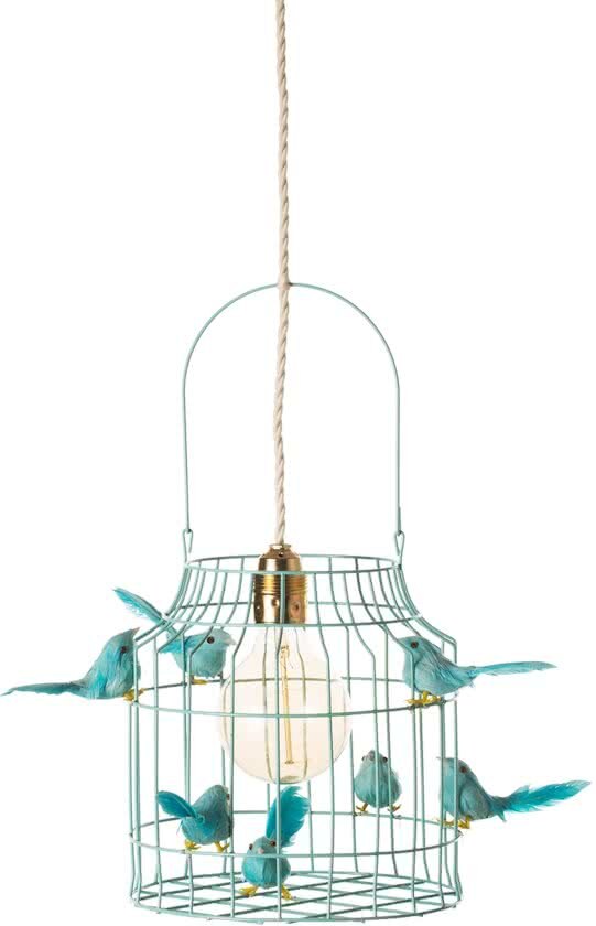 Dutch Dilight hanglamp babykamer turquoise met azuurblauwe vogeltjes nÃ©t echt