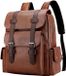 Sac à dos homme - Similicuir - Avec compartiment pour ordinateur portable 15,6 pouces - Sac à dos de voyage et de travail professionnel - Marron clair