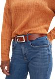 Tom Tailor TTEVE leren riem met vierkante gesp - Maat 90 - light brown uni