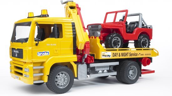 Bruder MAN TGA Breakdown truck with cross country vehicle