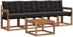 vidaXL - Bank loungeset - 5-delig - Acacia hout - Naturel en zwart