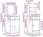 vidaXL Dressing tafel set met LED 2 st Zwart Eiken Bewerkt hout