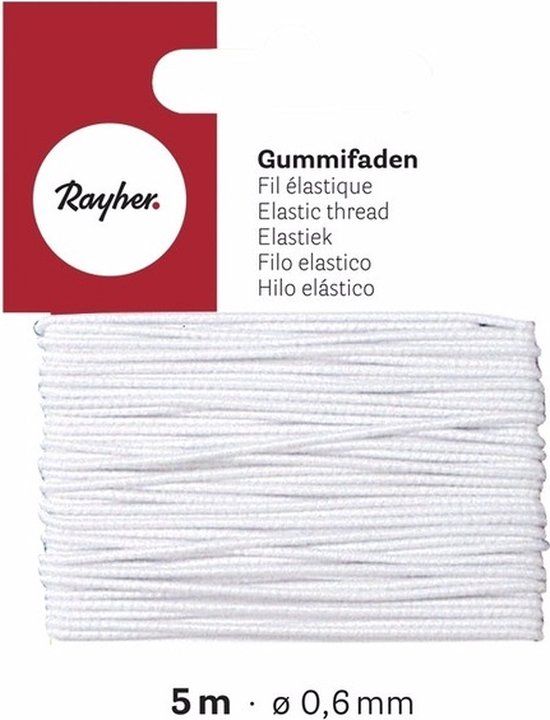 Wit elastiek op rol - 20 meter - 0.6 mm - Rayher